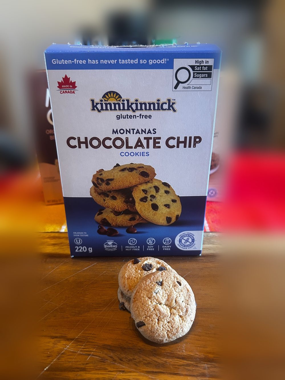 Kinnikinnick Montanas gluten-free chocolate chip cookies